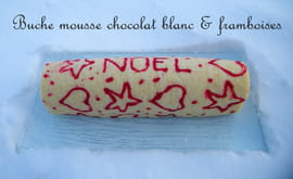 Biscuit roul� chocolat blanc et framboises