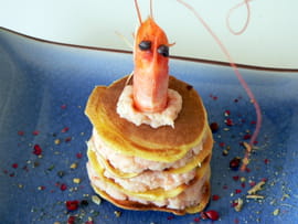 Mille-feuille � la mousse de crevettes