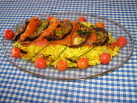 Millefeuilles d�aubergines, tomates et riz