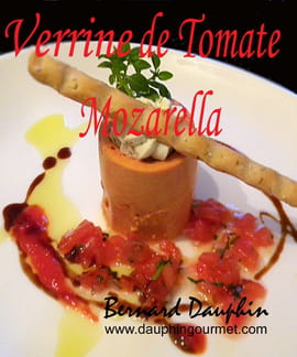 Verrine de tomate, chantilly de mozzarella aux herbes