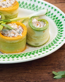 Roul�s de courgettes au ch�vre frais et au basilic