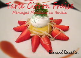 Tarte citron fraise, meringue moelleuse au basilic