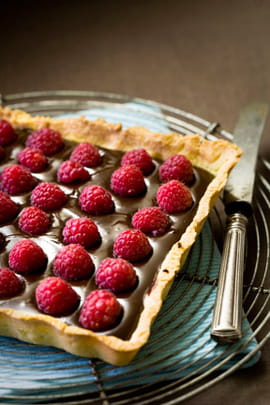Tarte chocolat � framboises 
