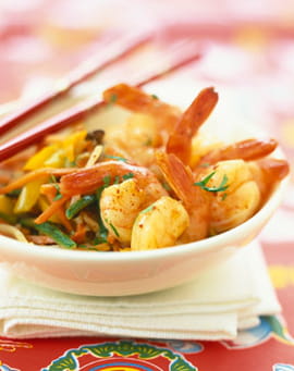 Crevettes saut�es aux l�gumes 