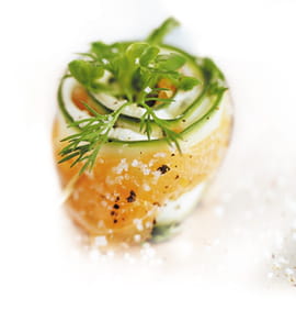 Roulades de concombre au saumon fum�