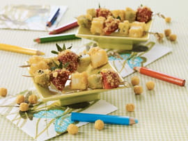 Mini brochettes de fruits craquantes