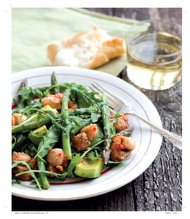 Salade d�asperges aux pois gourmands et aux saint-jacques