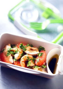 Salade poulet et crevettes au pamplemousse