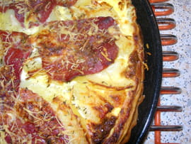 Tarte mozzarella, pommes de terre et bresaola