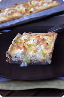 Tarte au poulet, ch�vre frais et poireaux