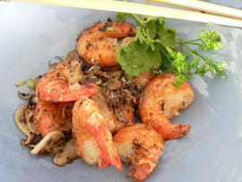 Crevettes saut�es au poivre et sel