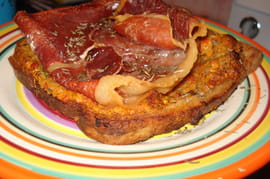 Bruschetta tomate, courgette et jambon de Parme
