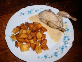 Cailles farcies au foie gras, sauce foie gras