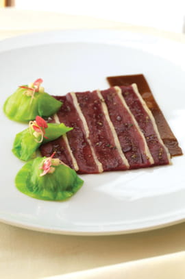 Filets de canard marin�s selon Apicius, pomme granny