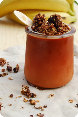 Frozen yogourt banane, sirop d �rable et muesli