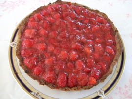 Tarte fraises amande cr�me vanill�e