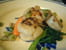 Po�l�e de Saint-Jacques et fondue d �chalotes