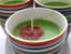 Velout� glac� de petits pois et sorbet � la tomate