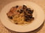Escalopes de veau, spaghettis au gorgonzola et aux champignons