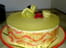 Entremet th� vert au citron, framboises et lychees