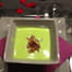 Soupe de petits pois au mascarpone et au bacon