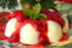 Panna cotta au chocolat blanc et coulis de framboise