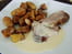 R�ti de porc � l ail et au thym, rattes au four
