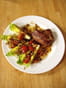 Pav� de b�uf piqu� au chorizo et sauce vierge