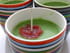 Velout� glac� de petits pois et sorbet � la tomate