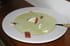 Soupe de petits pois au ch�vre et jambon de pays