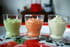 Mousses avocat-coco, tomate-feta et caviar d artichaut