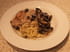 Escalopes de veau, spaghettis au gorgonzola et aux champignons