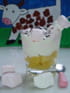 Verrine aux petits suisses, chamallows et pommes