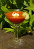 Gaspacho de tomate et quenelle de Saint-Moret au curry