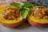 P�ches jaunes r�ties aux amandes et abricots
