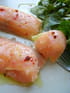 Gros raviolis ti�des au saumon et ch�vre frais