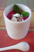 Bavarois de betterave et coulis de concombre