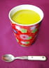 Soupe de petits pois au mascarpone et au bacon