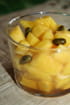 Tartare de mangue, pistaches et sirop rhum-orang�