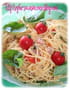 Spaghettis au jambon cru, tomates cerises, basilic