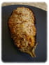 Aubergine far�ie tomates, oignons, bl� et sarrasin
