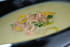 Potage aux endives � l orange, garniture de crevettes