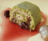 B�che au matcha, marrons et cerises amarena