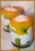Verrines kiwis-mascarpone et coulis de mangue