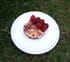 Clafoutis blanc � la rose et aux framboises