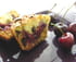 Muffins pistache et chocolat, coeur de cerises
