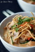Soupe tha�e au poulet et nouilles, curry rouge