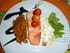 Saumon grill�, mangue et aubergines