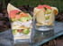 Verrines cr�pes, saumon, avocat et pamplemousse