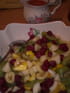 Mac�doine de fruits frais et son coulis de fraises